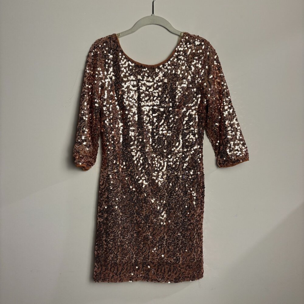 Ing Rose Gold 3/4 Sequin Cocktail Dress